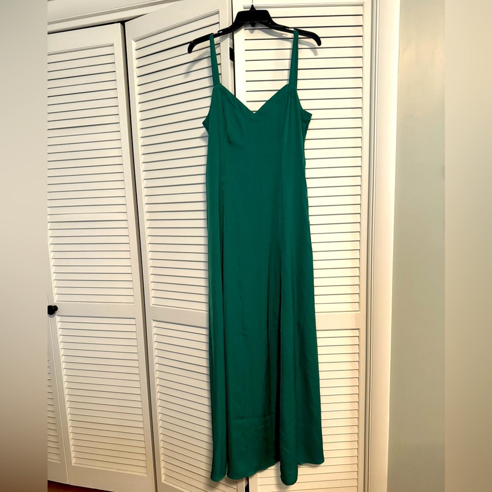 ModCloth silky floor length dress with tie back, NWT